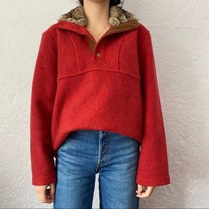 Orvis red pull over sweater jacket medium